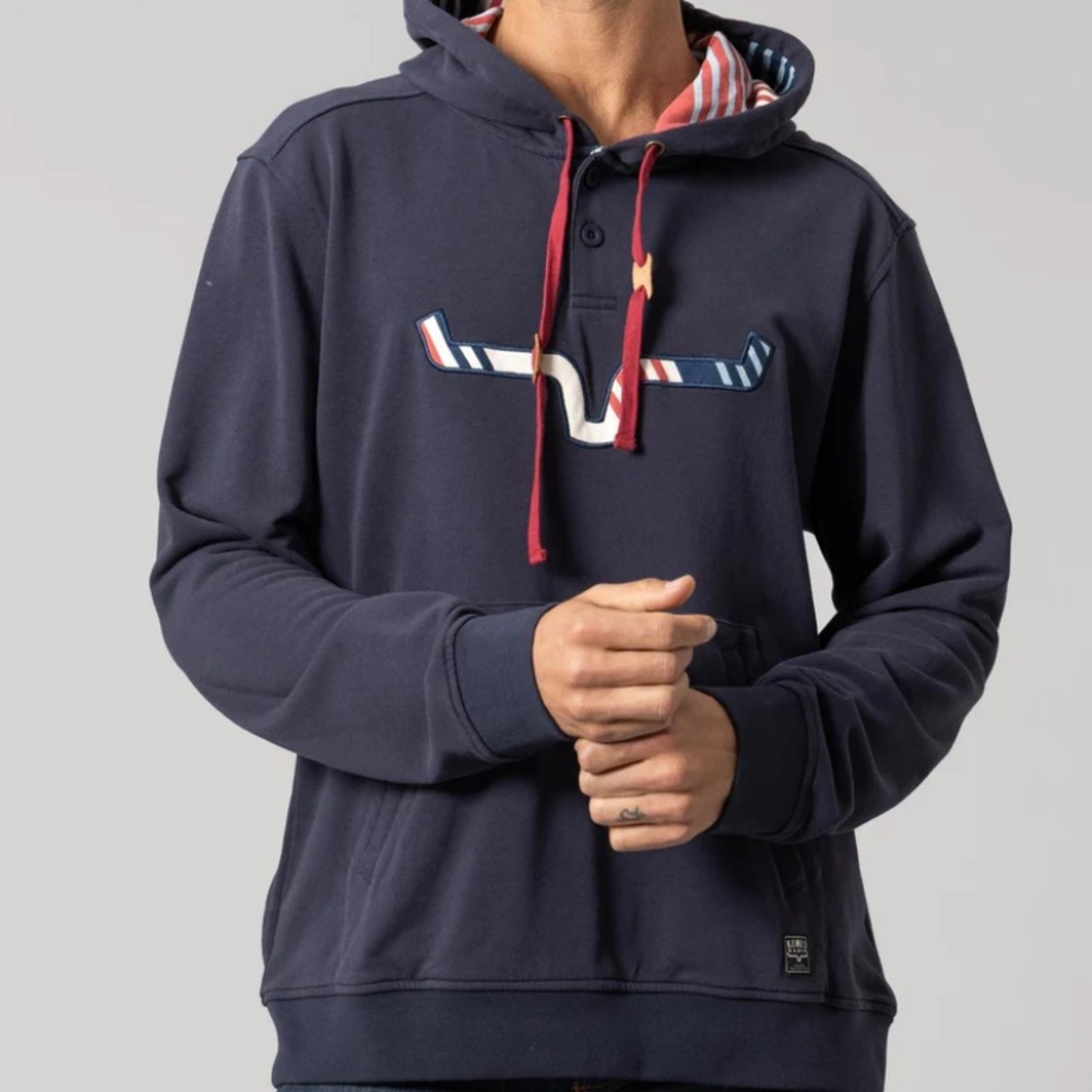 Kimes Ranch Men's Anson navy blue patriotic Hoodie Hooded Sweatshirt NEW - Picture 2 of 2